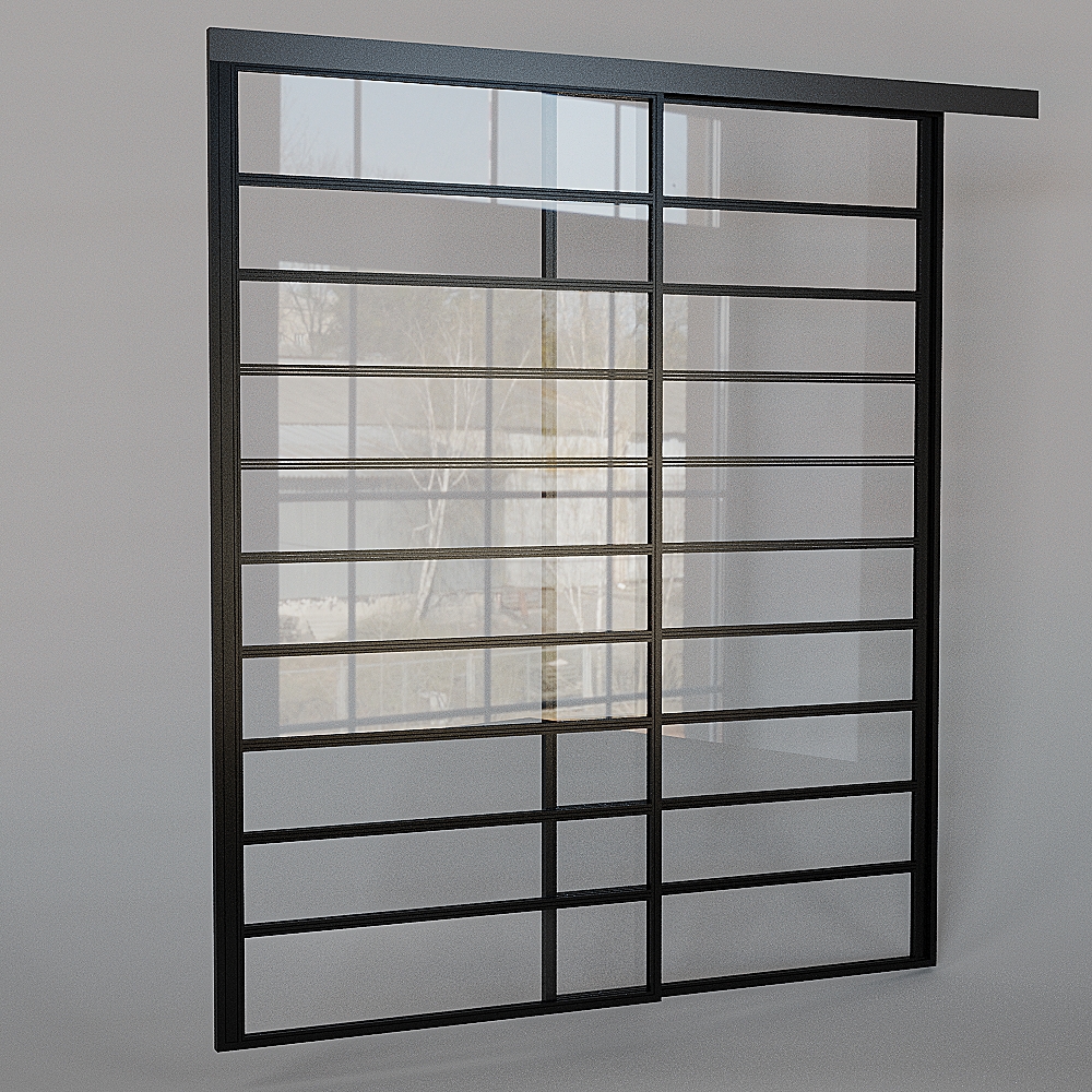 Double sliding steel and glass doors — DS system with cross-bar grid