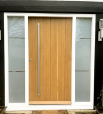 Contemporary glazed door with frosted glazing