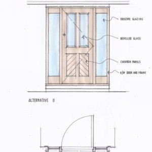 Bespoke door design showing our traditional 4 panel front door
