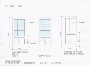 Drawing of three different internal doors